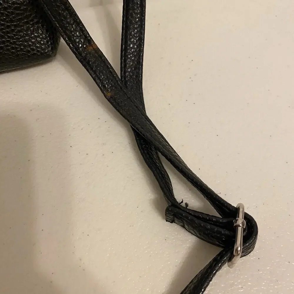 Bounded Leather Pebbled Crossbody Shoulder Bag Stone Mountain Black Adj Strap